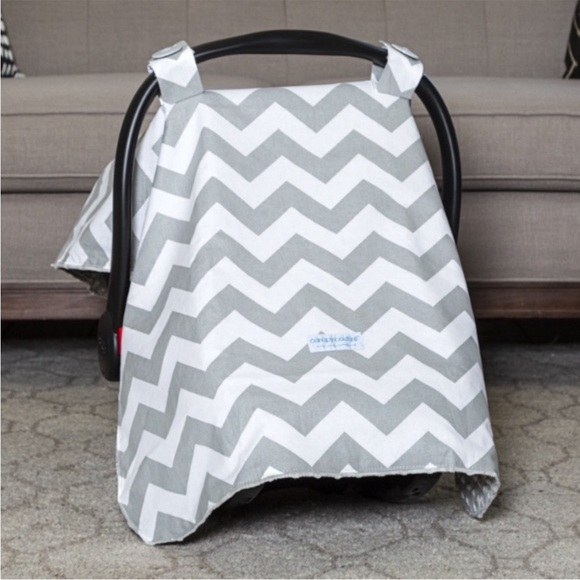 Soft Carseat Canopy Gray White Chevron Stripe Warm Baby Car Seat Cover - Picture 1 of 7
